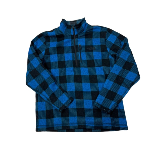 The North Face Other - North Face Pullover Men’s Large Blue Black Plaid Fleece 1/2 Zip Gordon Lyons